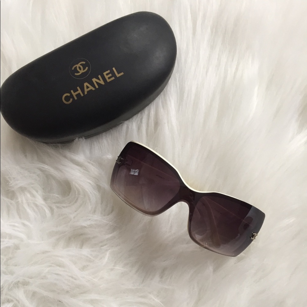 💯 CHANEL Sunglasses-white frame gradient